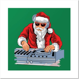 Colorful DJ Santa Posters and Art